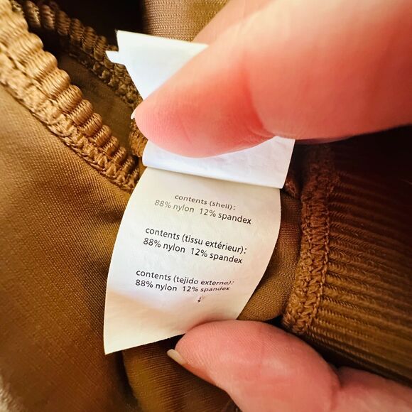 Weworewhat Brown V-Neck Form Fitting Stretch Pullover Ribbed Sports Bra Medium - Picture 12 of 13